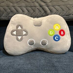 Gray Plush Game Controller Pillow Medium Size